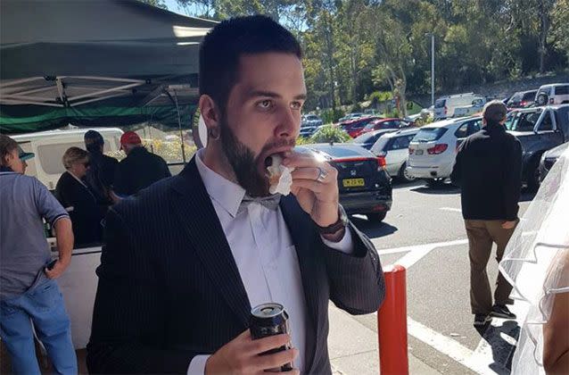 The groom thanked Bunnings Belrose for its 10/10 hospitality. Picture: Jordan Wilson