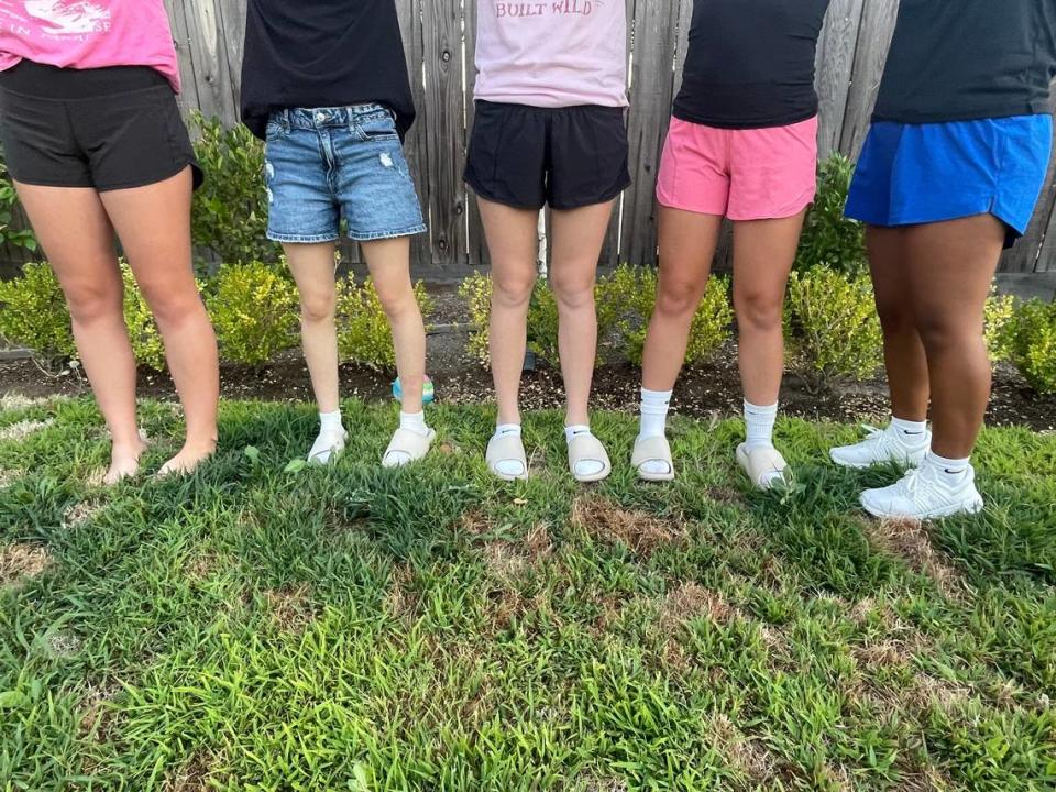 Parents at Alta Sierra Intermediate want administration to lax the dress code a little after several students were cited for what they were wearing on the first day of school. In particular, lululemon shorts (as shown being worn by four of the five girls in this photo) are not allowed.