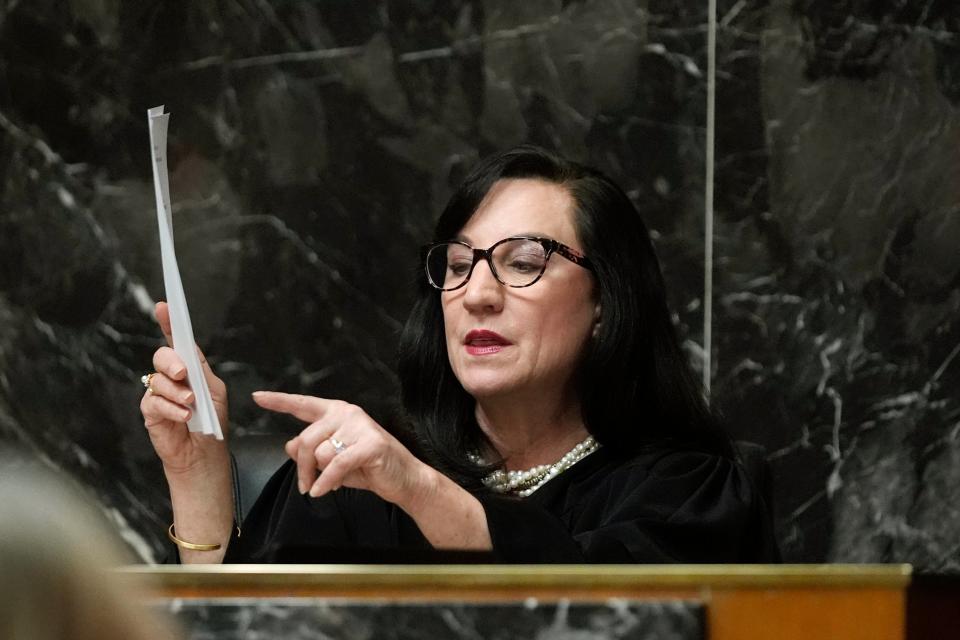 Judge Cheryl Matthews gives the jury instructions on 5 February