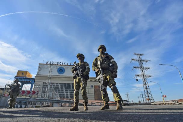 PHOTO: Russian servicemen patrol in the Kherson Oblast area, on May 20, 2022. (Olga Maltseva/AFP via Getty Images, FILE)