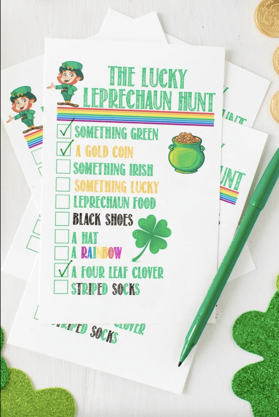 lucky leprechaun hunt printable (Play Party Plan)