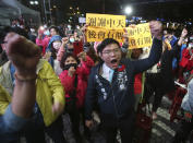 Supporters of CTi TV hold banners that read: ''Thank you CTi TV. See you soon'', after the cable news channel halted its broadcast operations at the hall of CTi TV in Taipei, Taiwan, Friday, Dec. 11, 2020. CTi TV, a leading pro-China cable news channel, halted its broadcast operations at midnight Friday after Taiwan''s government refused to renew its license, citing accuracy issues. (AP Photo/Chiang Ying-ying)