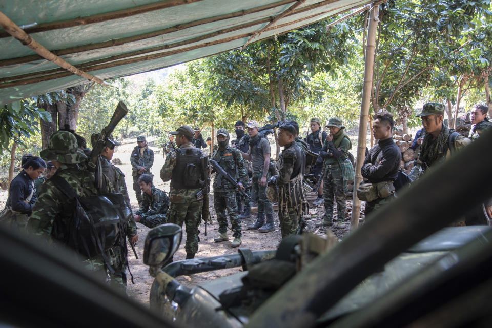 KAYAH STATE KARENNI, MYANMAR - 2023/02/18: Soldiers from the Karenni Nationalities Defence Force (KNDF) are getting ready to go on a military operation against the Burmese army in Southern Shan State.
The Karenni Nationalities Defence Force (KNDF) was created in May 2021, a few months after the coup perpetrated by the Burmese military. The KNDF, mostly constituted of local young civilians, claims to have a force of 7,500 men and women and is divided in 21 battalions. (Photo by Thierry Falise/LightRocket via Getty Images)