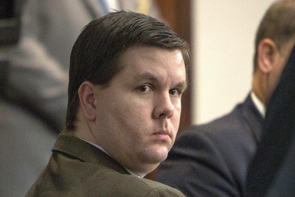 FILE - Justin Ross Harris listens during his trial at the Glynn County Courthouse, Oct. 3, 2016, in Brunswick, Ga. Georgia prison records show Harris was released from Macon State Prison on Father's Day, Sunday, June 16, 2024, 10 years after his toddler died in a hot car, a case that made global headlines after prosecutors accused him of murder. (Stephen B. Morton/Atlanta Journal-Constitution via AP, Pool, File)