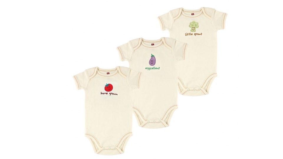 Humor and sustainability meet with these cute onesies.