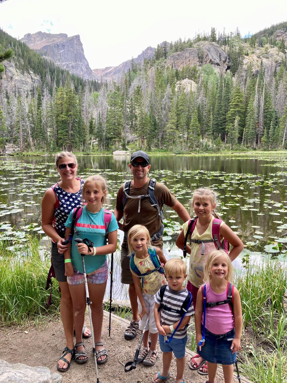 Melanie and Rick Musson of Belgrade, Montana, with their five kids (from left) Emaline, Noelle, Maverick, Lyla and Wren at Rocky Mountain National Park. The Mussons, like many American families, are paying attention to prices and inflation.