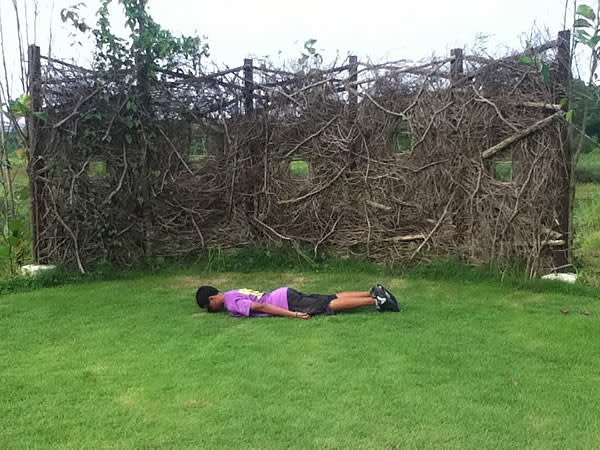 14-year-old Zarrin Zohri 'planks' in a park. (Facebook photo)