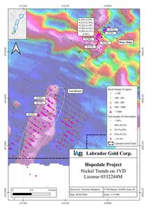 Highlights of nickel in soil and rock samples over Rusty Ridge and Last Resort Occurrences.