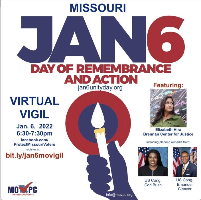 Online flyer for Missouri January 6 Remembrance Memorial on January 6, 2022.