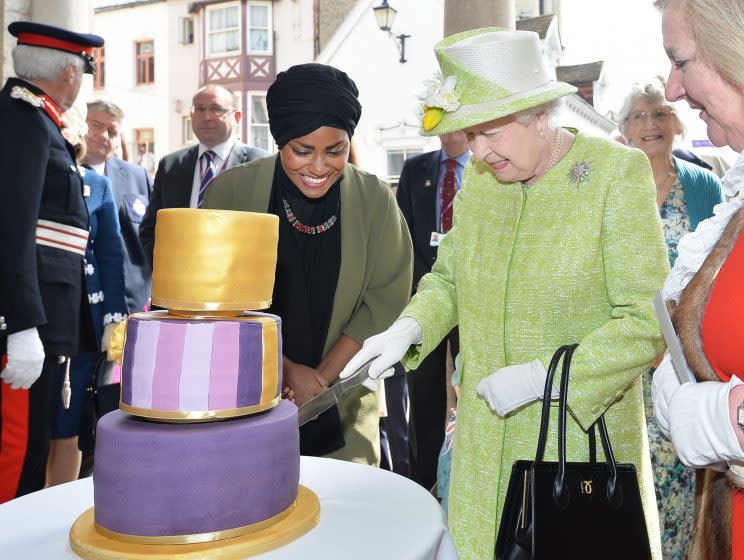 Celebrating her 90th birthday last year with Great British Bake Off contestant Nadya Hussain (Rex)