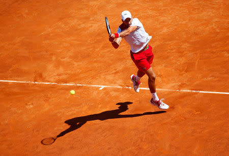 Tennis - ATP World Tour Masters 1000 - Italian Open - Foro Italico, Rome, Italy - May 19, 2018 Serbia's Novak Djokovic in action during his semi final match against Spain's Rafael Nadal REUTERS/Tony Gentile