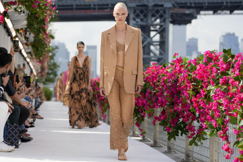 The Michael Kors collection is modeled during Fashion Week, Monday, Sept. 11, 2023, in New York. (AP Photo/Mary Altaffer)