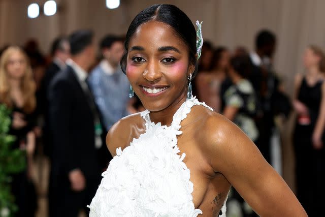 <p>Dimitrios Kambouris/Getty </p> Ayo Edebiri's makeup look at the 2024 Met Gala