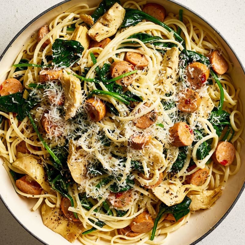 One-Pot Spinach Artichoke Chicken Pasta