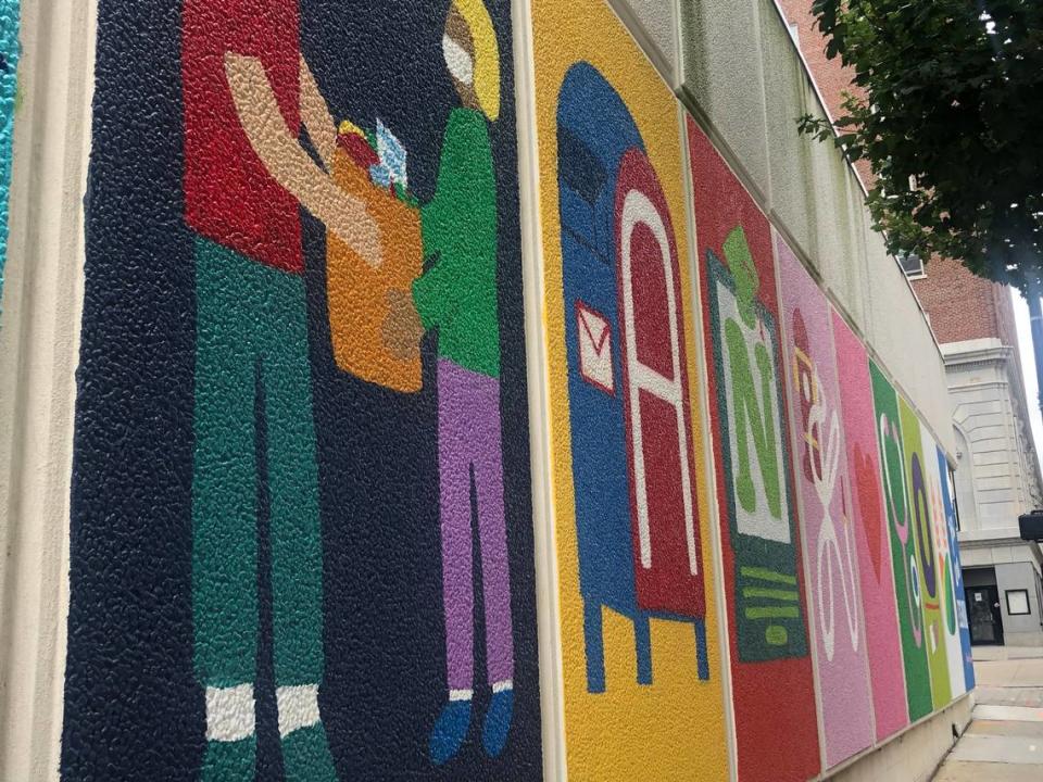 The Thank You mural on Fayetteville street illustrates each letter with an essential or frontline job.