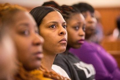 Shaneah Jenkins, second from left, was the girlfriend of Odin Lloyd. (AP)