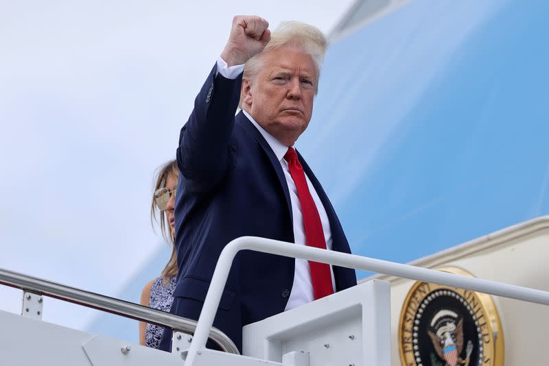 FILE PHOTO: U.S. President Trump departs Washington for travel to the Kennedy Space Center in Florida at Joint Base Andrews in Maryland