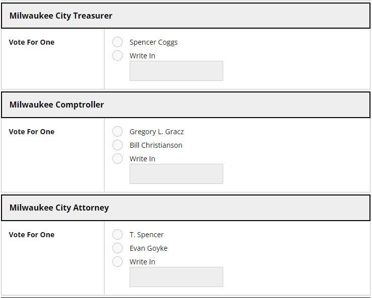 Milwaukee City Attorney Tearman Spencer is listed as "T. Spencer" in the race for Milwaukee city attorney, as indicated on the state MyVote website.