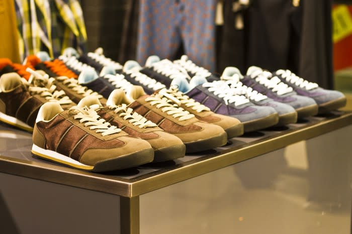 A display of shoes for sale.