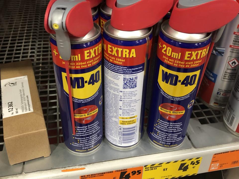 Bei Hornbach gibt es 20 Milliliter WD-40 obendrauf.