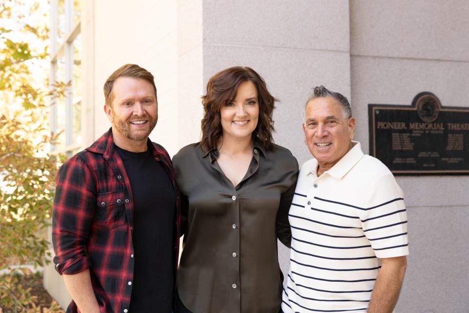 Shane McAnally, from left, Brandy Clark and Robert Horn. The three have collaborated together for several years on the musical “Shucked.”