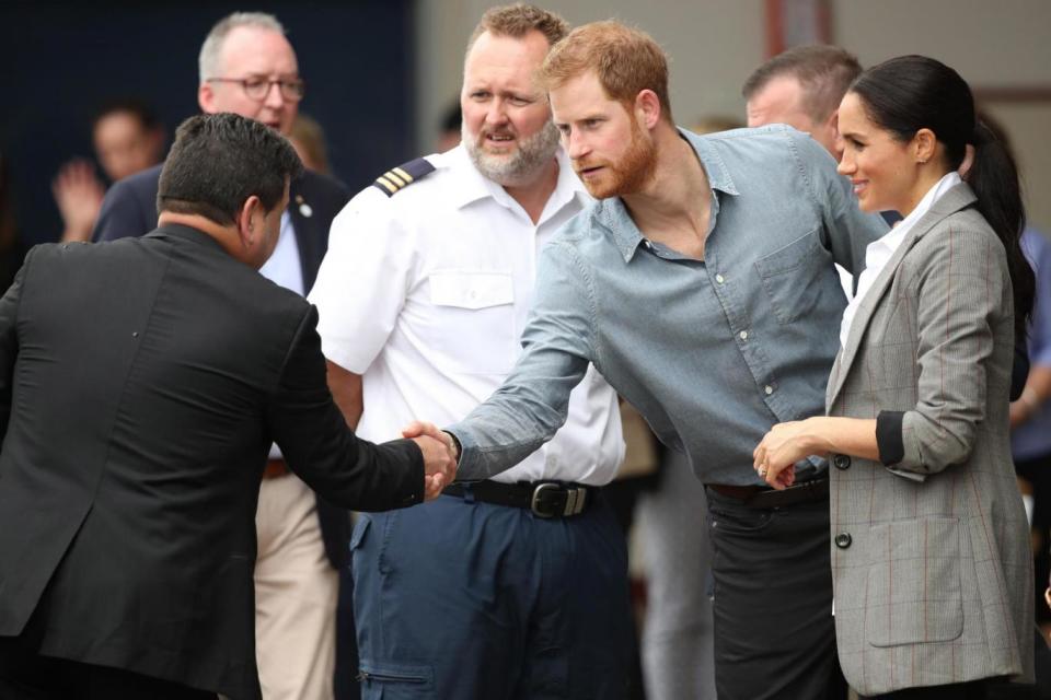 The Duke and Duchess of Sussex meet with health workers as they visit the Royal Flying Doctors Service (Getty Images)