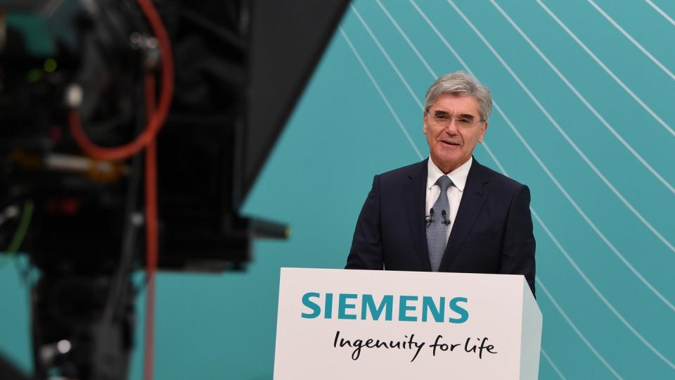 Siemens-Chef Joe Kaeser spricht bei der virtuellen außerordentlichen Hautversammlung des Unternehmens.