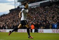 Tottenham Hotspur's striker Son Heung-Min celebrates scoring his team's second goal during the English Premier League football match against Swansea City December 3, 2016