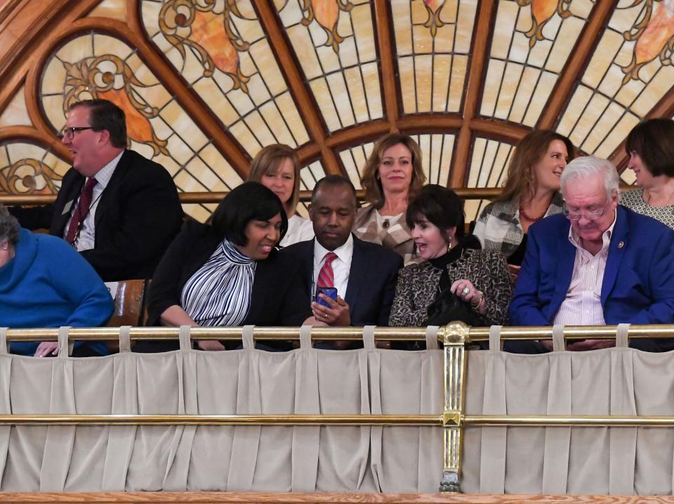 Dr. Ben Carson sits in the gallery of the House before Governor Kristi Noem gives the State of the State address on Tuesday, January 11, 2022, at the South Dakota State Capitol in Pierre.