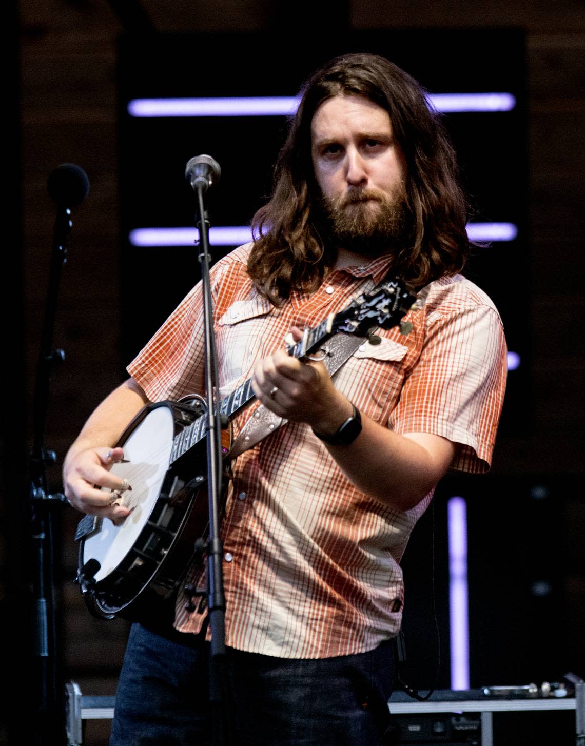 Billy Failing on banjo with Billy Strings Thursday night in Cary.