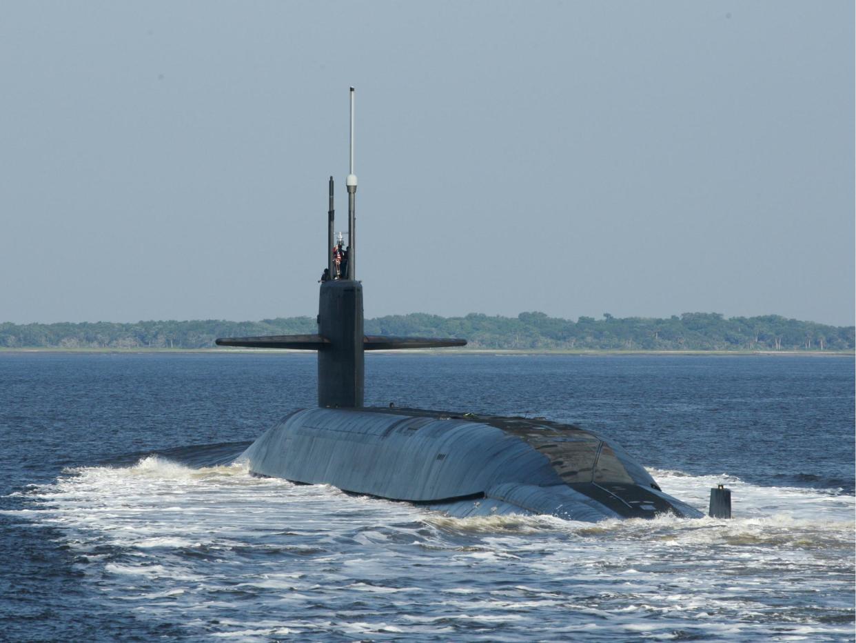 The Ohio-class ballistic-missile submarine USS Alaska returns to Naval Submarine Base Kings Bay following a patrol, in in this May 2014, handout photo provided by the US Navy: REUTERS/U.S. Navy/ Mass Communication Specialist 1st Class Rex Nelson/Handout via Reuters