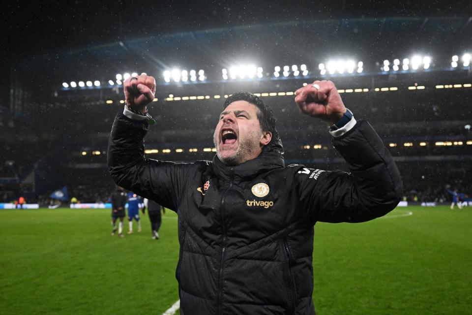 Pochettino celebrates after the win (Getty)