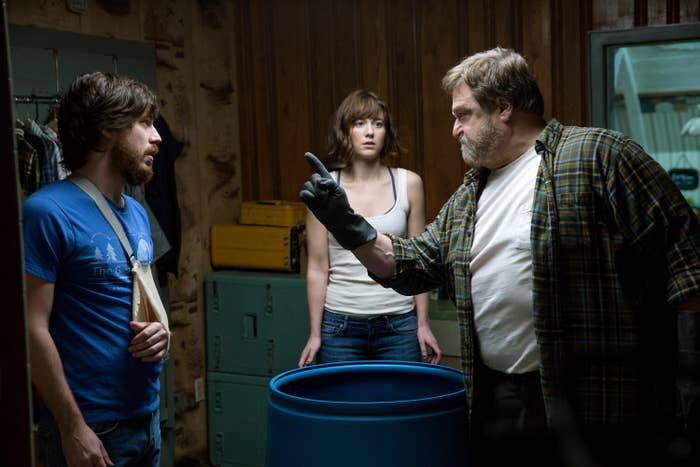 John Gallagher Jr., Mary Elizabeth Winstead, and John Goodman in "10 Cloverfield Lane"