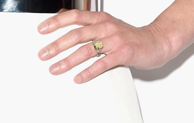 Her huge engagement ring is pretty hard to miss! Source: Getty