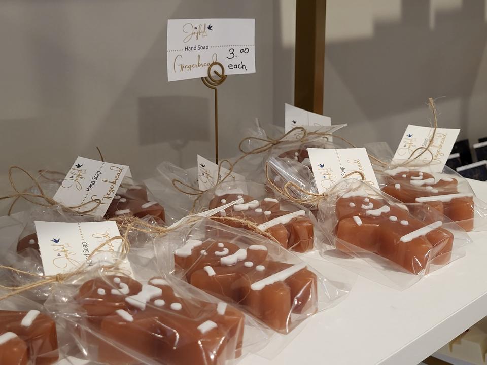 Gingerbread soap are displayed at Massage 325 on Monday, Dec. 19, 2022.