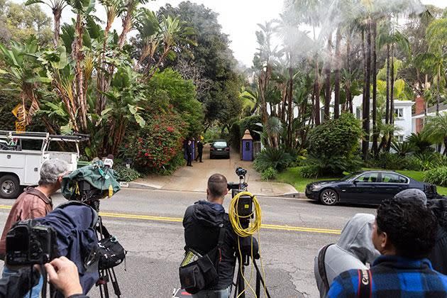 Media outside the home of Carrie and Debbie. Source: Getty