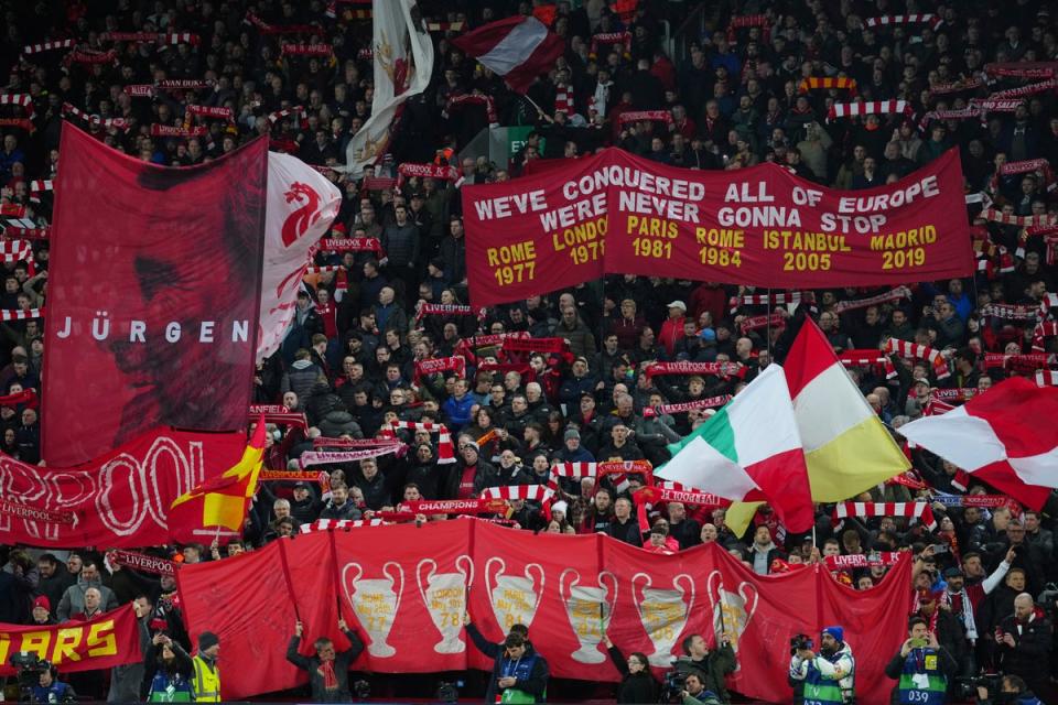 Liverpool supporters voiced their displeasure during the national anthem  (AP)