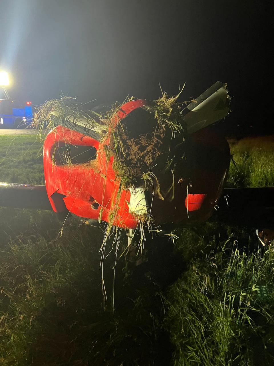 There was extensive damage to the front end of the airplane. (Submitted by Summerside Fire Department)