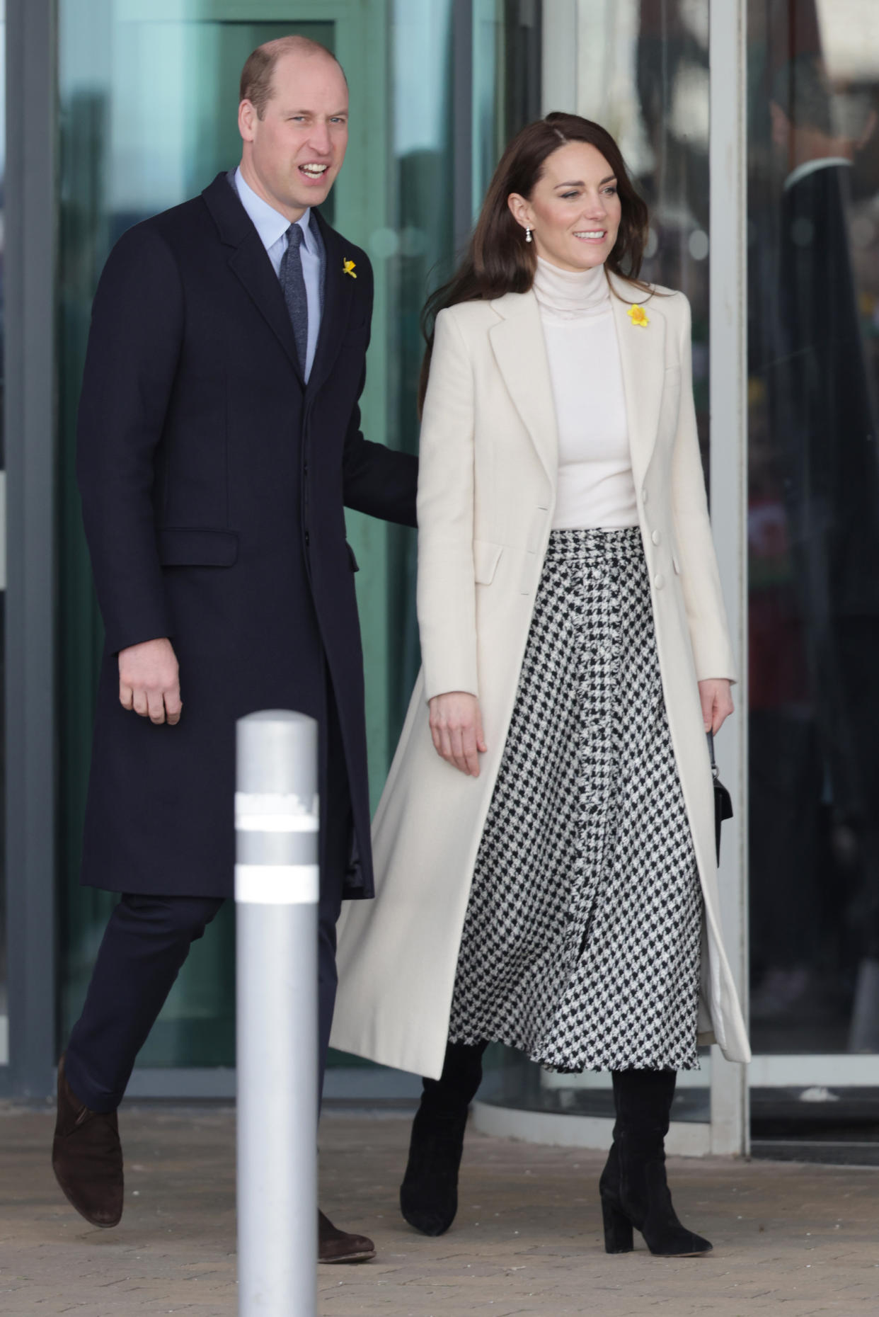 Prince and Princess of Wales smile as they depart Aberavon Leisure & Fitness Centre 