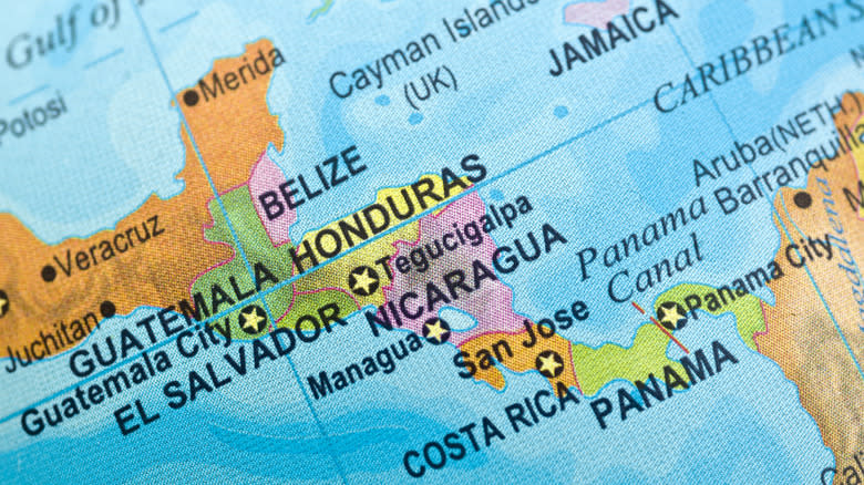 map of central America region