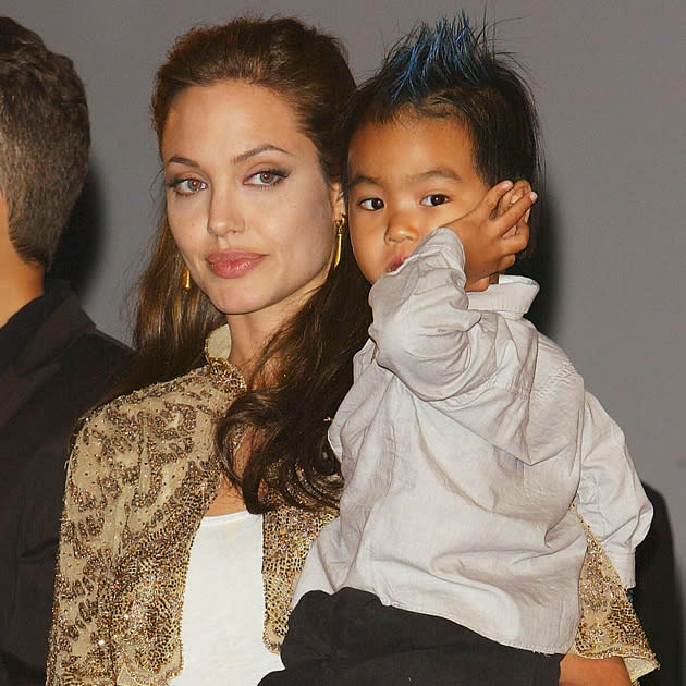 Celebrity mums: Angelina Jolie is mum to Maddox (pictured here at the Shark Tale premiere), Pax, Zahara, Shiloh, Knox and Vivienne / Getty