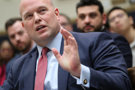 FILE PHOTO: Acting U.S. Attorney General Matthew Whitaker testifies before a House Judiciary Committee hearing on oversight of the Justice Department on Capitol Hill in Washington, U.S., February 8, 2019. REUTERS/Jonathan Ernst