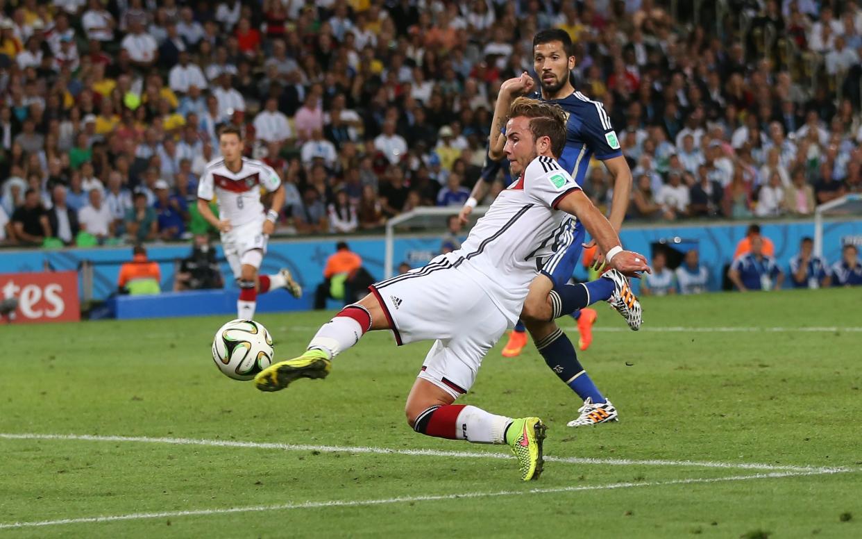 Mario Gotze of Germany scores during the 2014 World Cup final match between Germany and Argentina - Germany World Cup 2022 squad list, fixtures and latest odds - Getty Images/Ian MacNicol