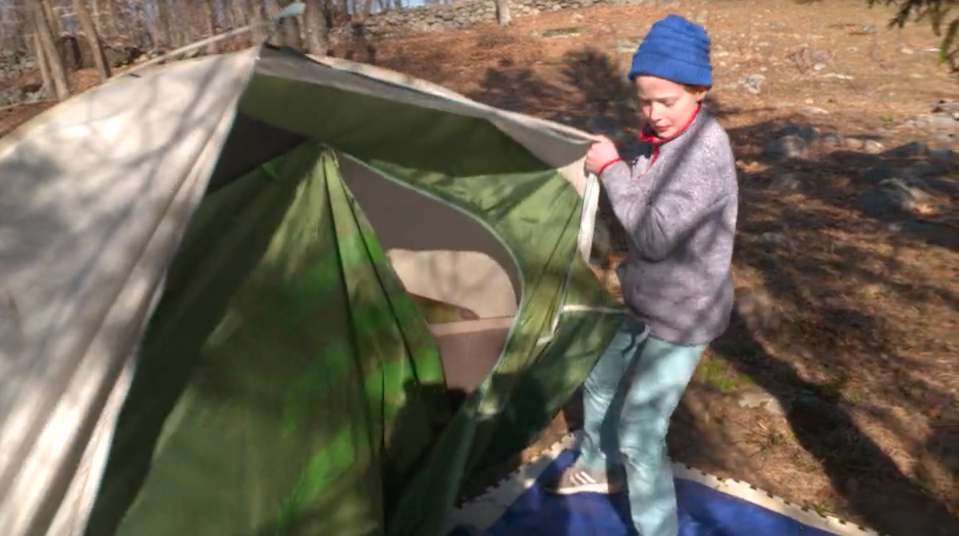 William Olmstead slept in his backyard tent every night for just over a year.  / Credit: CBS News