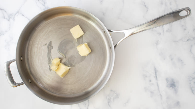 butter melting in saucepan