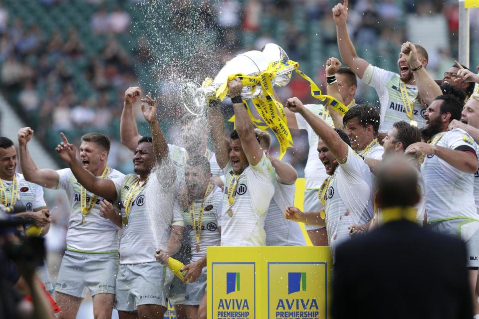 Champions: Saracens celebrate their fourth Premiership title: Getty Images