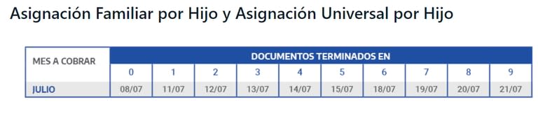 Los pagos de la AUH de Anses para este julio 2022