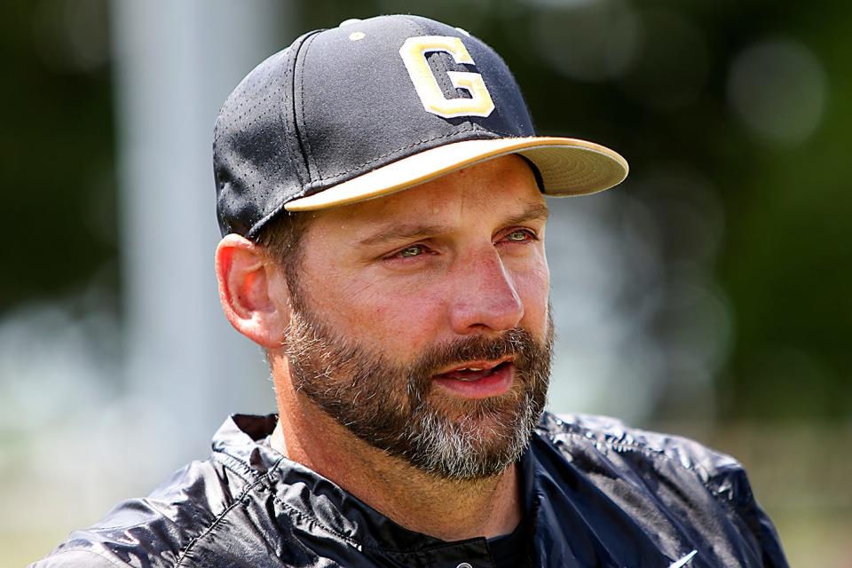 Galesburg assistant baseball coach Jake Miller becomes emotional after being acknowledged following the Silver Streaks' 10-0 five inning win over Streator in the Class 3A regional title game on Saturday, May 28, 2022 at Jim Sundberg Field. It was Miller's last home game as a coach.