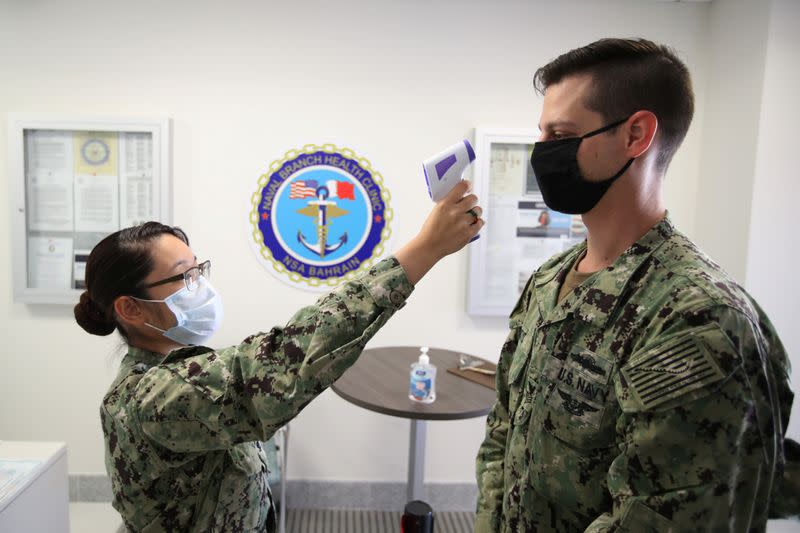 U.S. Navy base takes measures to prevent spread of the coronavirus disease (COVID-19) in Bahrain