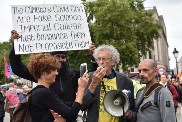 Piers Corbyn protesting climate activists Extinction Rebellion in London in 2021 (Photo: John Keeble via Getty Images)